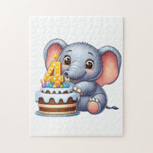 Puzzle Cumpleaños 4 de elefante lindo