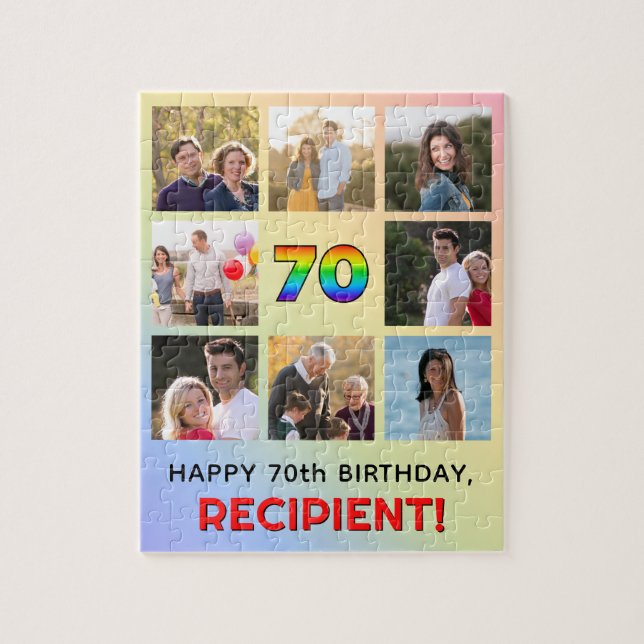 Puzzle Cumpleaños 70: Arcoiris divertido #, nombre person (Vertical)