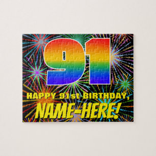 Puzzle Cumpleaños 91: Fuegos artificiales divertidos y co