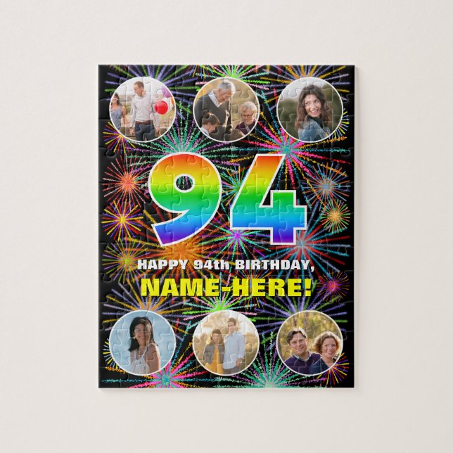 Puzzle Cumpleaños 94: Arcoiris divertido #, nombre person (Vertical)