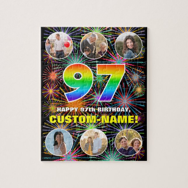 Puzzle Cumpleaños 97: Arcoiris divertido #, nombre person (Vertical)