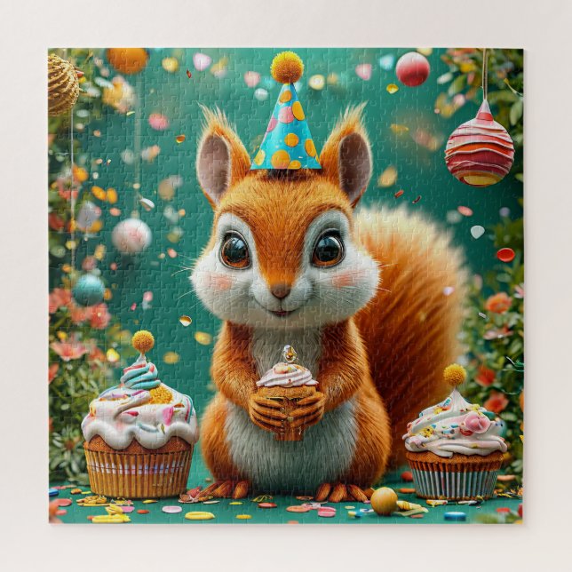 Puzzle Cumpleaños adorable de la ardilla (Vertical)