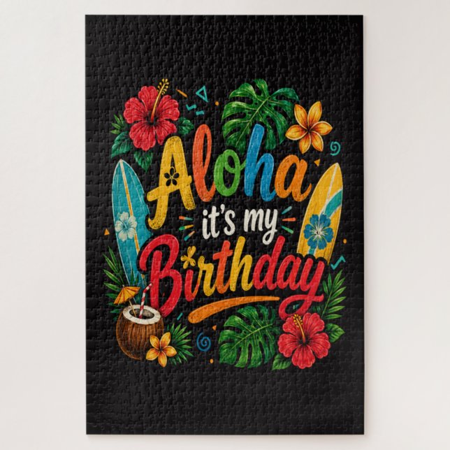 Puzzle Cumpleaños Aloha Hibisco Hawái (Vertical)