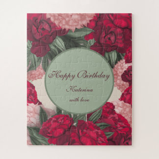 Puzzle Cumpleaños de acertijos personalizados. Las peonía