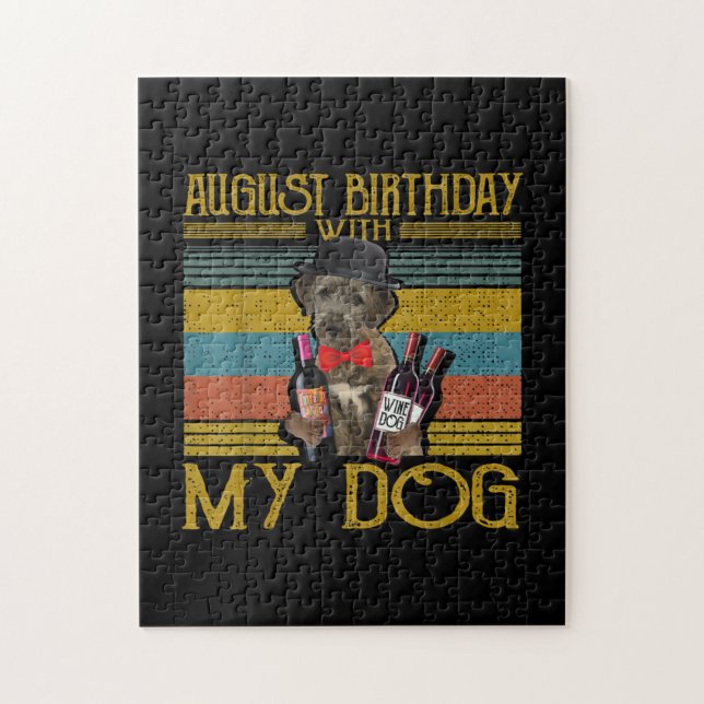 Puzzle Cumpleaños De Agosto Con Mi Perro Lobo Irlandés 20 (Vertical)