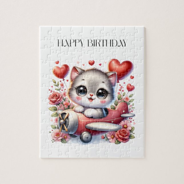 Puzzle Cumpleaños de Kitten Pilot (Vertical)
