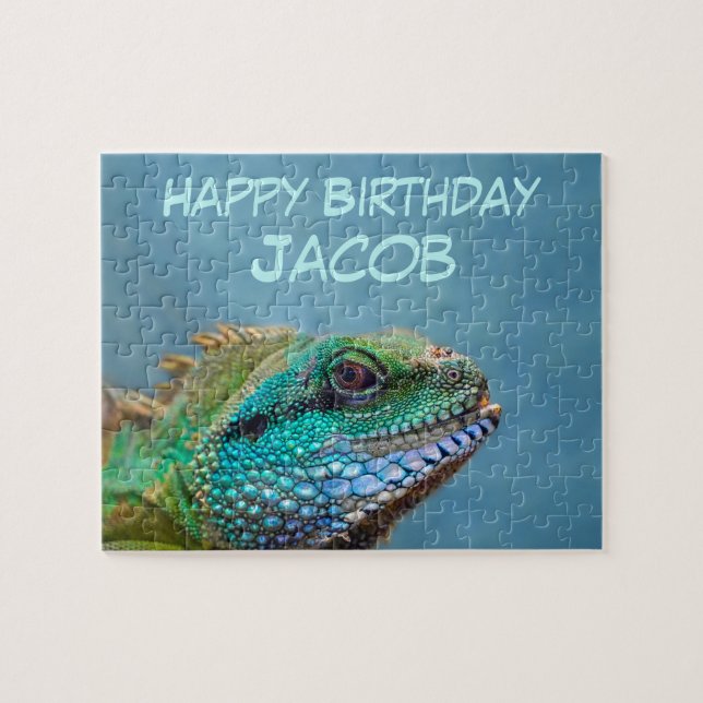 Puzzle Cumpleaños de la Iguana colorida (Horizontal)