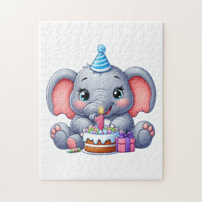 Puzzle Cumpleaños del elefante bebé 1 (Vertical)
