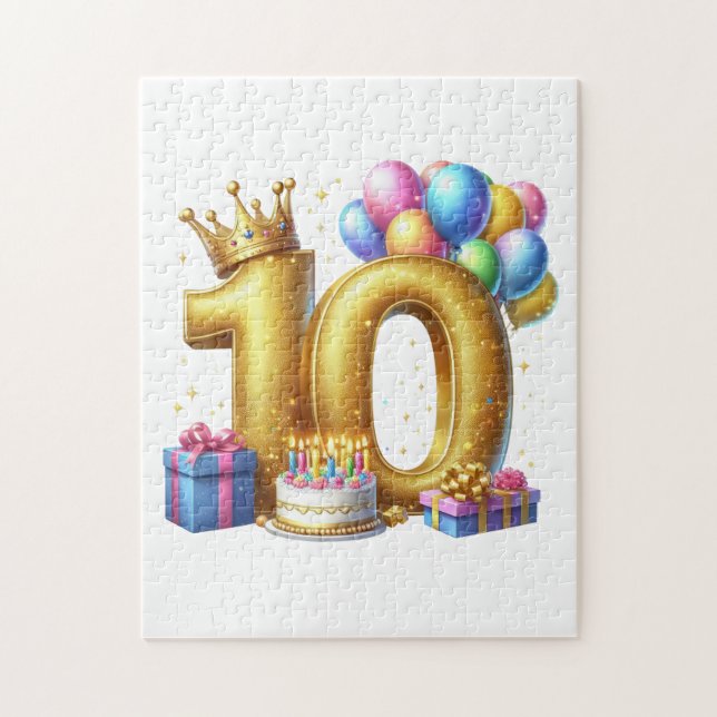 Puzzle Cumpleaños dorado 10 (Vertical)