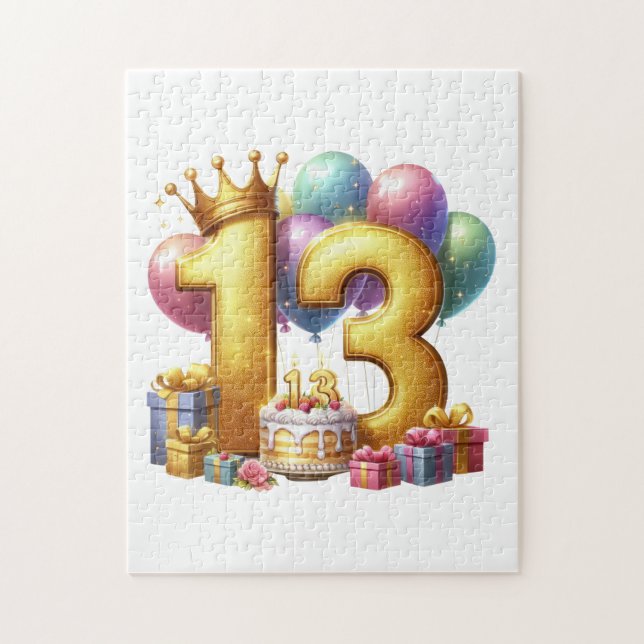 Puzzle Cumpleaños dorado 13 (Vertical)