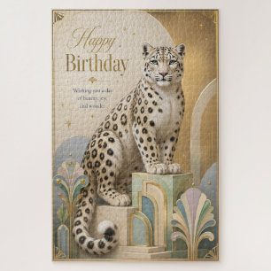 Puzzle Cumpleaños Elegancia Leopardo de las Nieves Dorado