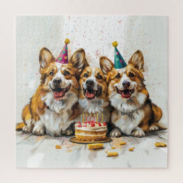 Puzzle Cumpleaños Pembroke Welsh Corgi Dogs (Vertical)