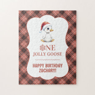 Puzzle Cumpleaños personalizado uno ganso alegre diciembr