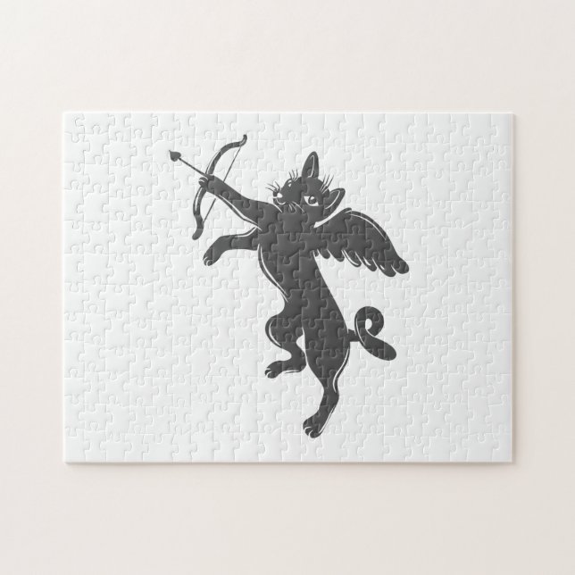 Puzzle cupido de gato - Elegir color de fondo (Horizontal)