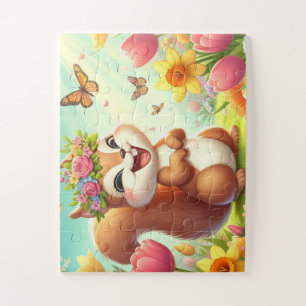 Puzzle Cura, ardilla de primavera feliz