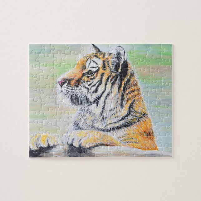 Puzzle Curiosa pintura de tigres (Horizontal)