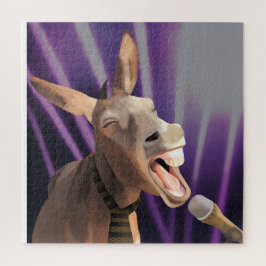 Puzzle Curioso canto Donkey Farm Animal Purple Background