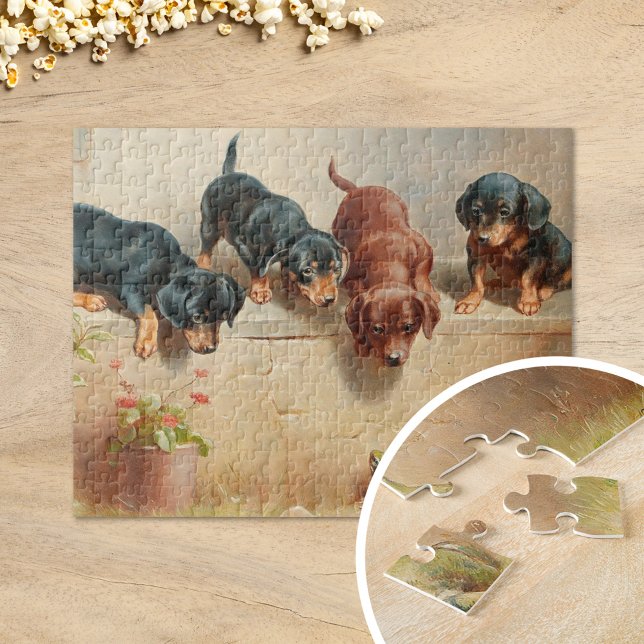 Puzzle Curiosos cachorros de Dachshund | Carl Reichert (Subido por el creador)
