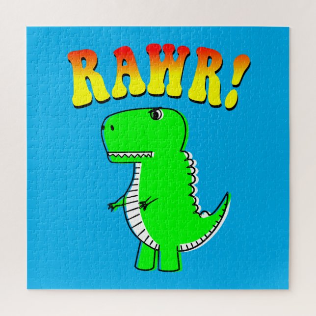Puzzle Curte y enojado T-Rex RAWR Groovy Textos (Vertical)