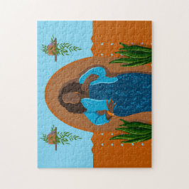 Puzzle Curva, mujer negra, plantas domésticas, Naranja y 