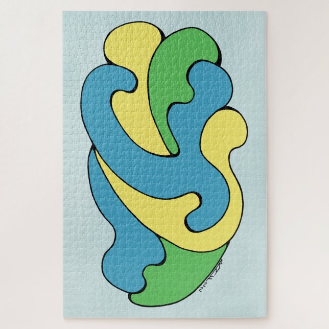 Puzzle Curvas de abrazo (amarillo, azul, verde) (Vertical)