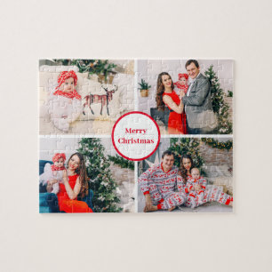 Puzzle Custom 4 Family Photo Collage Merry Christmas