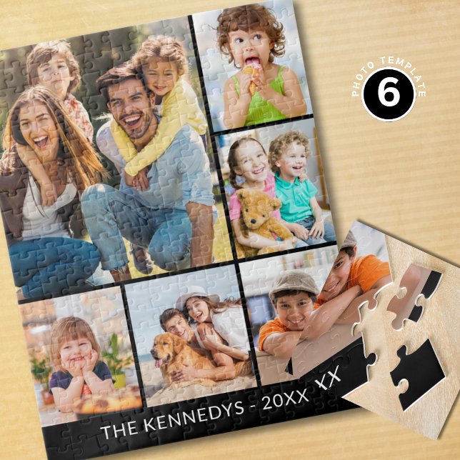 Puzzle Custom 6 Photo Collage Family Name Minimalist  (Subido por el creador)