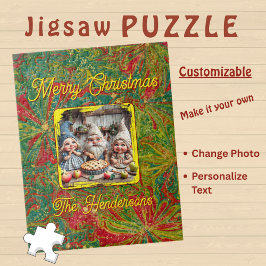 Puzzle Custom Christmas Green Red Gold abstract marbled 