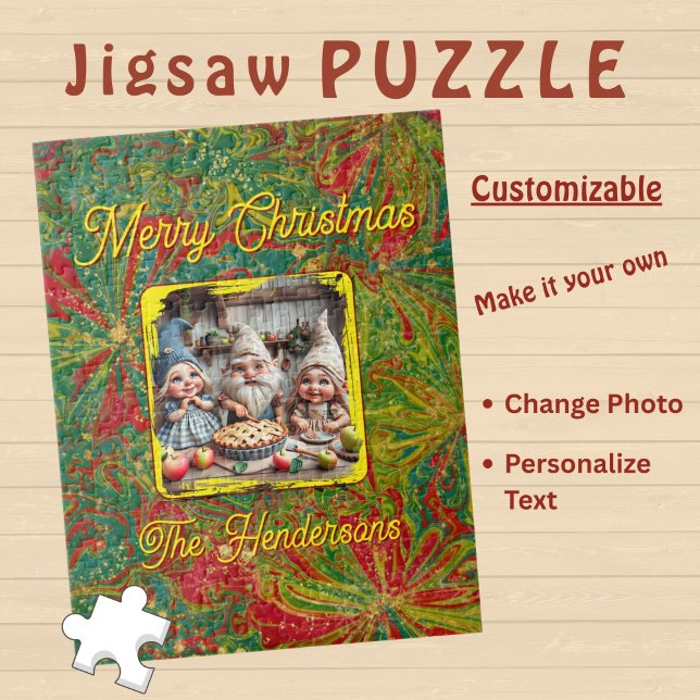 Puzzle Custom Christmas Green Red Gold abstract marbled  (Subido por el creador)