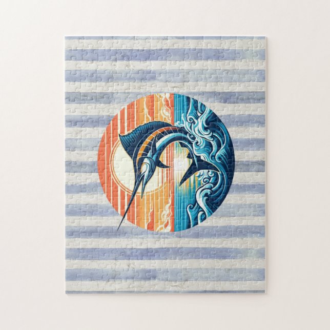 Puzzle Custom Coastal/nautical/beach marlin sunset (Vertical)