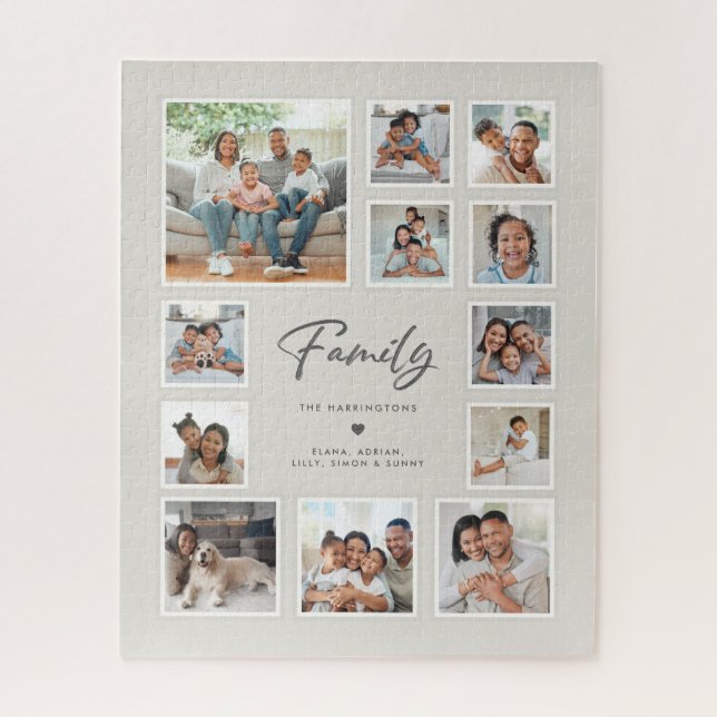Puzzle Custom Family Multi 12 Photo Collage Grid Gallery (Vertical)