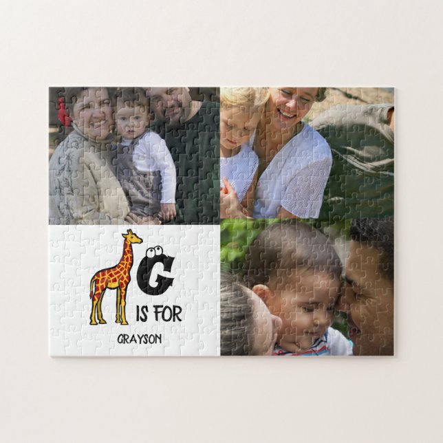 Puzzle Custom monogram G is for Giraffe cute giraffes (Horizontal)