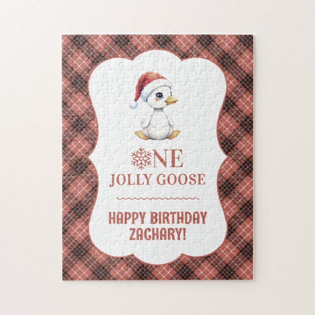 Puzzle Custom One Jolly Goose December First Birthday (Vertical)