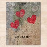 Puzzle Custom Photo And Text Personalized Hearts<br><div class="desc">This puzzle features a photograph of an old wall painted with three hearts. 
You can customize this puzzle with your photo,  name,  or inspirational quote.</div>