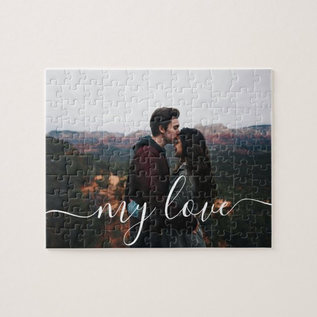 Puzzle Custom Photo Couple Romantic Script Keepsake (Horizontal)