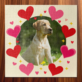 Puzzle Custom Photo Name Red Pink Hearts Personalized