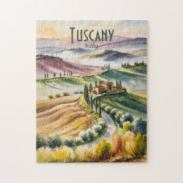 Puzzle Custom Tuscany Watercolor Rolling Hills Landscape