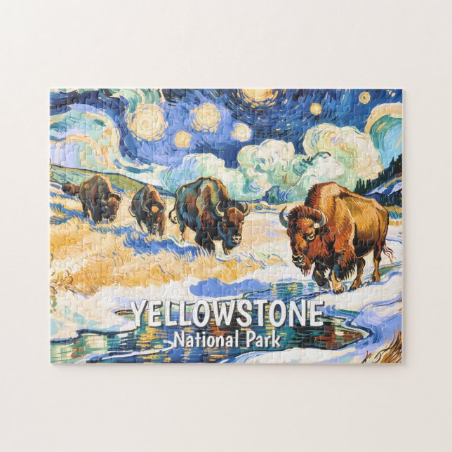 Puzzle Custom Yellowstone Wildlife Buffalo Vibrant Nature (Horizontal)