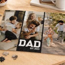 Puzzle Customizable Dad Established 3 Photo Year Gift