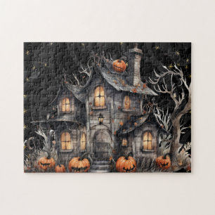 Puzzle Cuta acuarela Haunted House Halloween