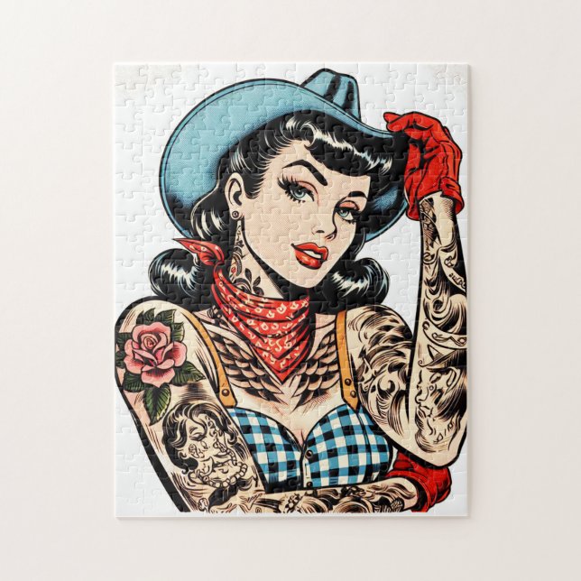Puzzle Cuta Personalizado Tattoo Cowgirl (Vertical)