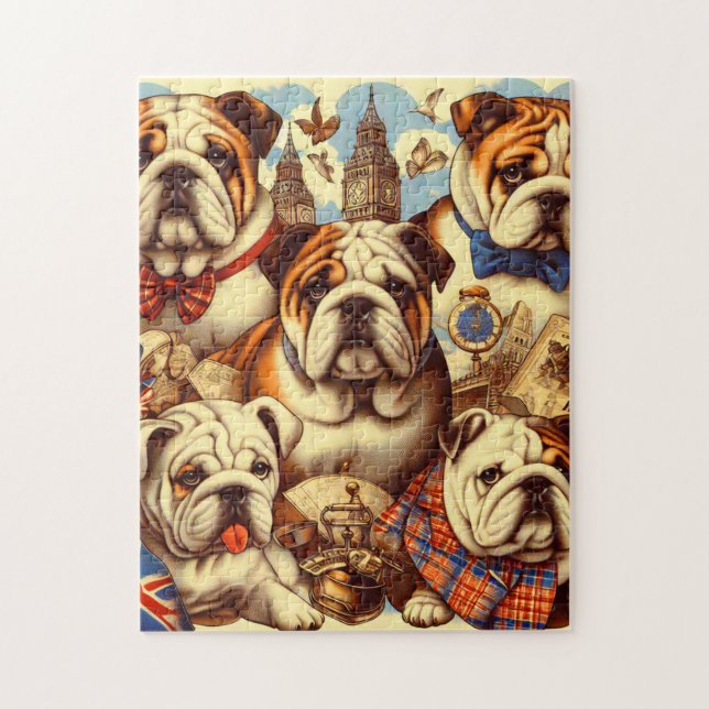 Puzzle Cuta pintura de Bulldog en inglés (Vertical)