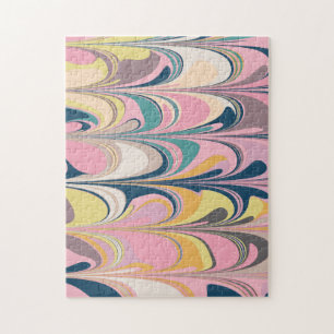Puzzle Cute Abstract Marble Paint Swirl in Pink