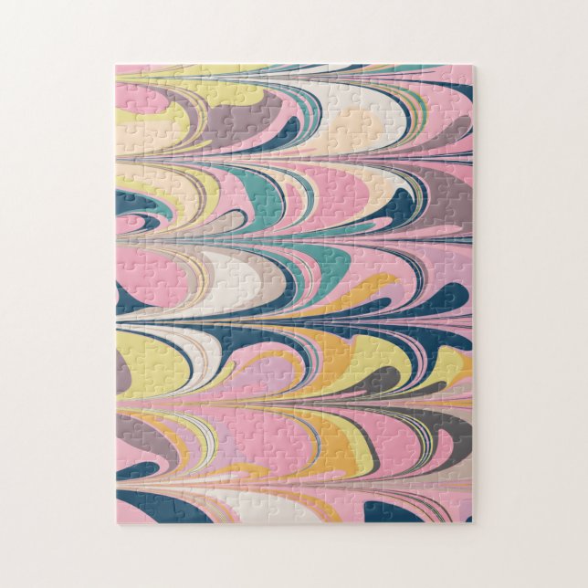 Puzzle Cute Abstract Marble Paint Swirl in Pink (Vertical)