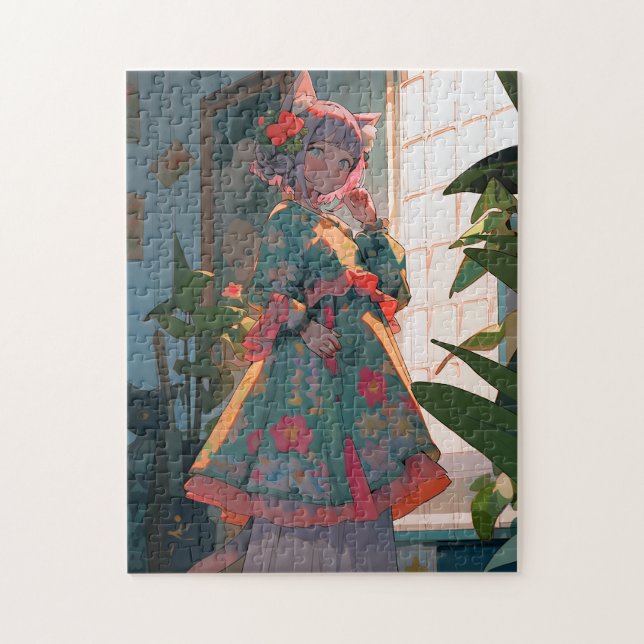 Puzzle Cute Anime Catgirl (Vertical)