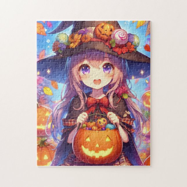 Puzzle Cute Anime Halloween Witch (Vertical)