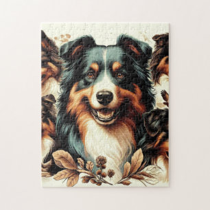Puzzle Cute Australian Shepherd Painting