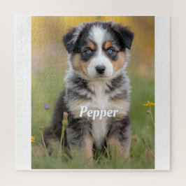 Puzzle Cute Australian Shepherd Personalized