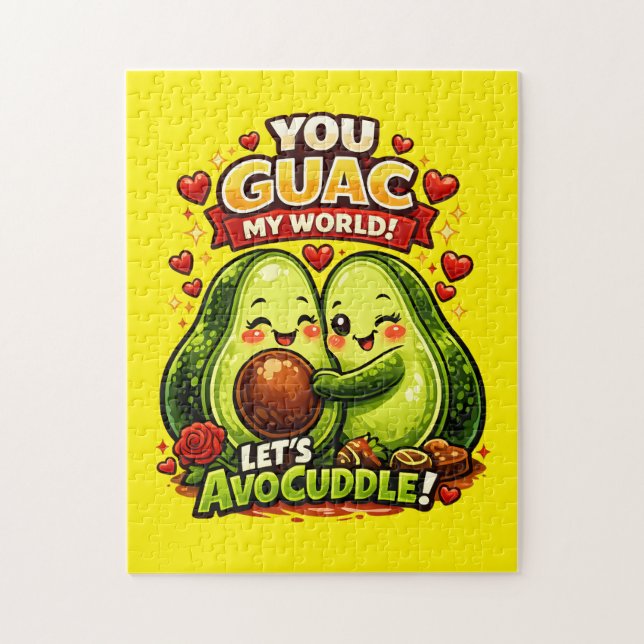 Puzzle Cute Avocado Valentine’s Love Design, kawaii Love (Vertical)