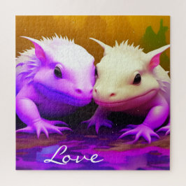 Puzzle Cute Axolotl Pareja Amar arte de IA